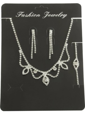 Pileli Store Oval Taşlı Set Kolye
