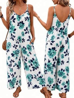 Aymora Kadın Ip Askılı Yuvarlak Yakalı Cep Detaylı Salaş Süprem Uzun Tulum