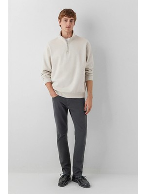 Mavi Erkek Yarı Fermuarlı Basic Sweatshirt M0S10278 Taş
