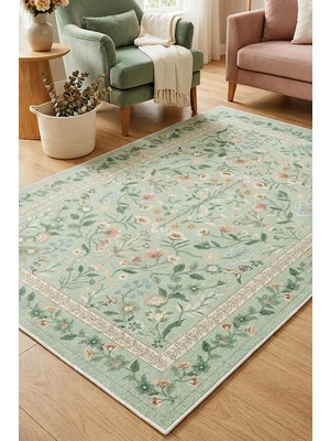 Decomia Home Dijital Kaymaz Yıkanabilir Renkli Çiçek Desenli Salon Halısı Mutfak Halısı Koridor Halısı Yolluk