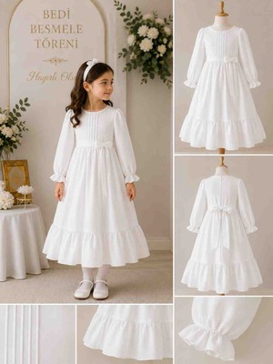 Medinem Butik Beyaz Renk Çocuk  Tören Elbisesi