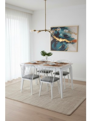 Dekorfim DFY102 Mdf Yemek Masası Modern Mutfak Masası 4-6 Kişilik Dekoratif Salon, Yemek Odası, Mutfak Masası