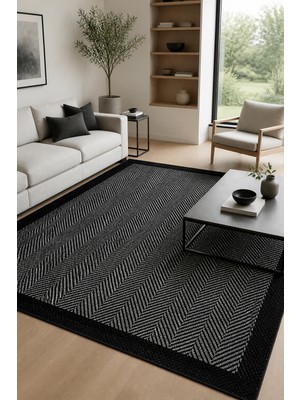 Cinka Home Iris Gri Siyah Sisal Dokulu Leke Tutmaz Silinebilir Robot Süpürge Evcil Hayvan Dostu Salon Mutfak Ot