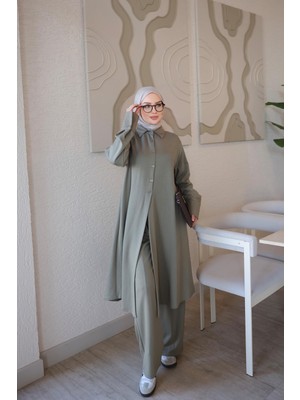 İmaj Butik Haki Yarım Düğmeli Tunik Pantolonlu Takım