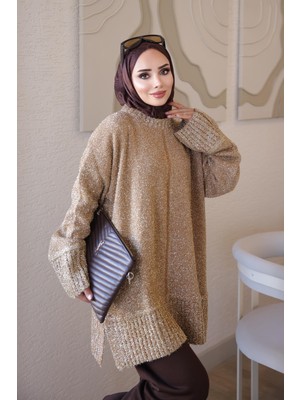 İmaj Butik Gold Simli Sakal Salaş Triko Tunik