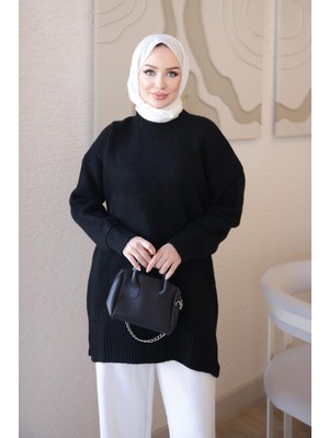İmaj Butik Siyah Salaş Yumoş Triko Kazak