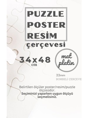 22LIK Kahverengi Puzzle Poster Resim Çerçevesi Pvcli Postersiz Resimsiz Çerçeve (Platin, 34X48)