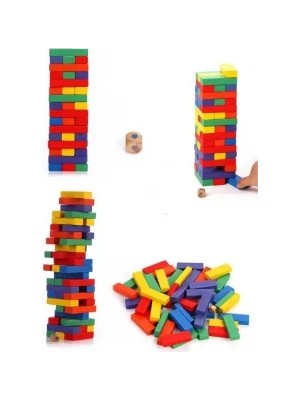 Generic Playwood Renkli Ahşap Denge Oyunu 54 Parça