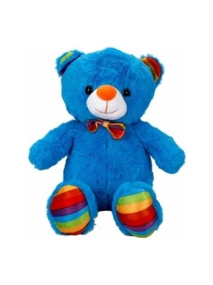 Generic Oturan Kurdeleli Renkli Peluş Ayı 30 cm