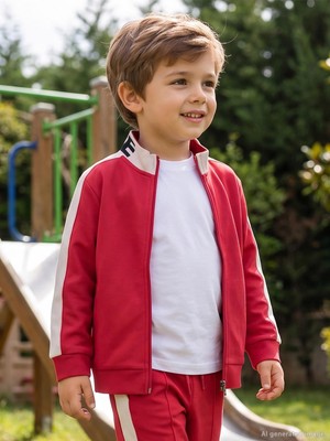 Civil Boys Civil Erkek Çocuk Pike Active Hırka | Pike Uzun Kol Hakim Yaka | Okul Kreş ve Günlük Kullanım - Bordo