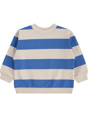 Civil Boys Civil Erkek Çocuk Kalın Çizgili Basic Sweatshirt | 2 Ip Uzun Kol | Okul Kreş ve Günlük Kullanım - Mavi