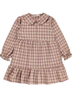 Civil Girls Ekose 6-9 Yaş Elbise - Pembe