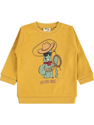 Civil Baby Kaktüs Baskılı 6-18 Ay Sweatshirt - Hardal
