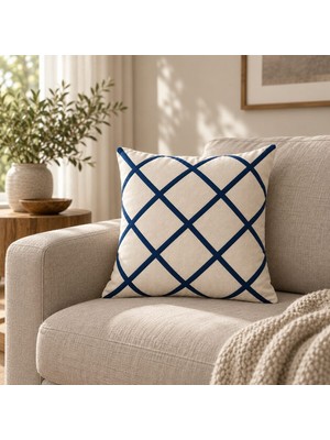 Buldan Natura Soho Geometrik Nakışlı Dekoratif Kırlent Kılıfı 43×43 cm
