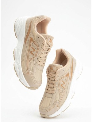 Zerenyus DRKSTP-182 Balance Premium Fileli Ortopedik Taban Bej Kadın Sneaker