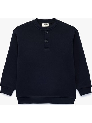 Koton Uzun Kollu Üç Iplik Şardonlu Düğmeli Henley Yaka Sweatshirt