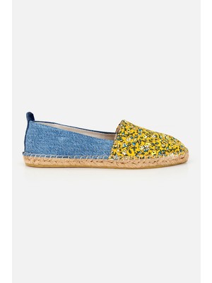 Su14 Tenny Sarı Çiçekli Kadın Düz Espadril