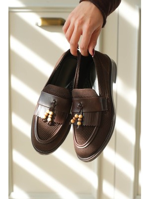 Kadın Ojox Püsküllü Loafer  - Kahve