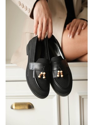 Kadın Ojox Püsküllü Loafer  - Siyah