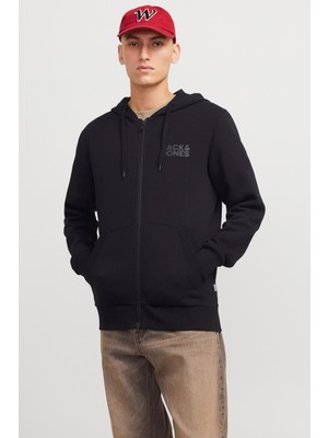 Jack & Jones Jjecorp Logo Erkek Fermuarlı Kapüşonlu Sweatshirt Günlük Rahat