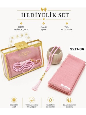 Sedef Hediyelik Çantalı Set Eşarp Tesbih