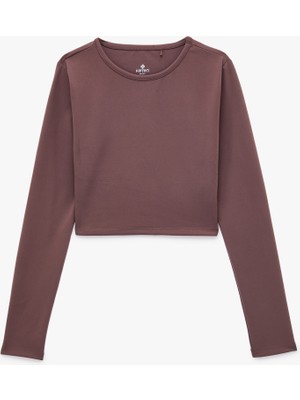Koton Slim Fit Uzun Kollu Bisiklet Yaka Crop Spor Tişört