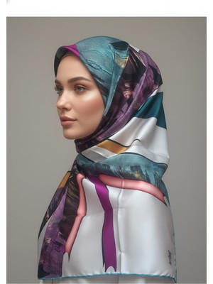 İpekal Çiçek Desenli Twill Eşarp Desen 2 Renk 1