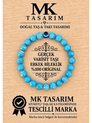 Mk Tasarım Gerçek Varisit Taşı Erkek Bileklik MK.8000.017- Rahatlık-Dinginlik-Enerji- Stres Bilekliği-Renkleri Boya Değildir -Kendi Rengidir