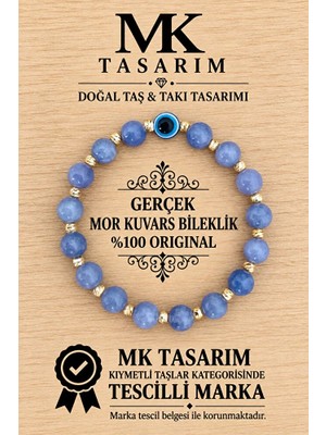 MK Tasarım Gerçek Mor Kuvars Bileklik MK.7000.869- Rahatlık-Dinginlik-Enerji- Stres Bilekliği- Renkleri Boya Değildir -Kendi Rengidir