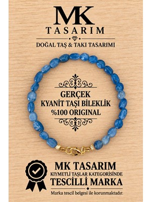 MK Tasarım Gerçek Kyanit Taşı Bileklik MK.7000.873- Rahatlık-Dinginlik-Enerji- Stres Bilekliği- Renkleri Boya Değildir -Kendi Rengidir