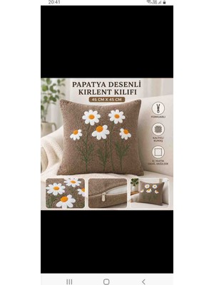 Dz konsept Papatya Desenli 4'lü Kırlent Kılıfı Seti - Fermuarlı Kumaş Yastık Kılıfı (45X45)
