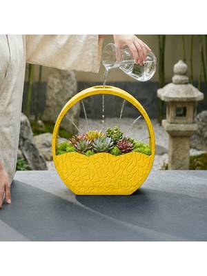 Popüler Sepet 3D Baskı Self-Watering Planter - Kendi Kendini Sulayan Saksı-Sarı