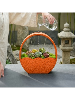 Popüler Sepet 3D Baskı Self-Watering Planter - Kendi Kendini Sulayan Saksı-Turuncu