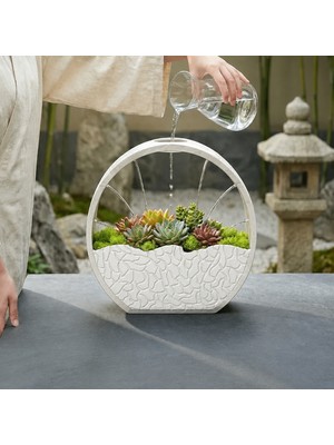 Popüler Sepet 3D Baskı Self-Watering Planter - Kendi Kendini Sulayan Saksı-Beyaz