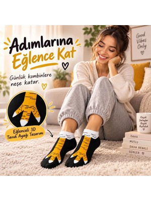 TeOra Store Kadın Tavuk Ayağı 12'li Desenli Patik Çorap Dikişsiz Pamuklu Eğlenceli Sneaker Günlük Çorap Seti