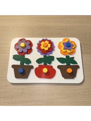 Popüler Sepet 3D Baskı Saksıda Çiçek Puzzle Tahtası - Katmanlı Çiçek Inşa Etme ve Renk Eşleştirme Seti, Montessori Oyuncak