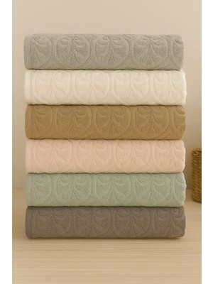 Mela Home Jakarlı Çiçek Desenli 50*90 cm 6'lı El ve Yüz Havlu Seti- Çeyizlik- Hediyelik - Mutfak %100 Pamuklu