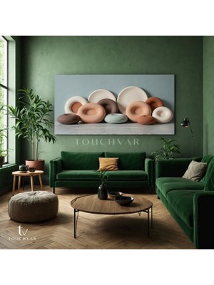 Touchvar Yatay Panoramik Kanvas Tablo Seramik Obje Soyut Tablo Ev Ofis Duvar Dekoru