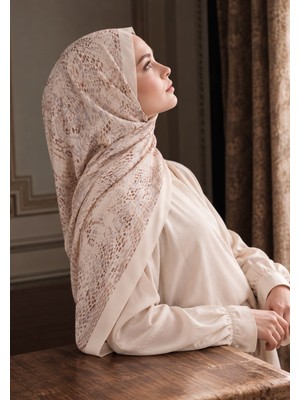 Revam Collection Point Desen Pamuk Soft Şal Pudra Ekru