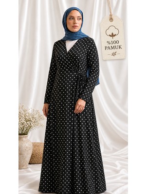 Kutay %100 Pamuklu Puantiye Desenli Kruvaze Namaz Elbisesi