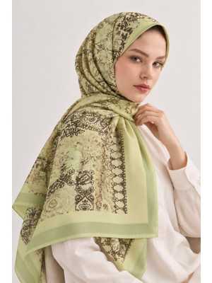 Revam Collection Retro Desen Pamuk Soft Şal Fıstık Yeşil