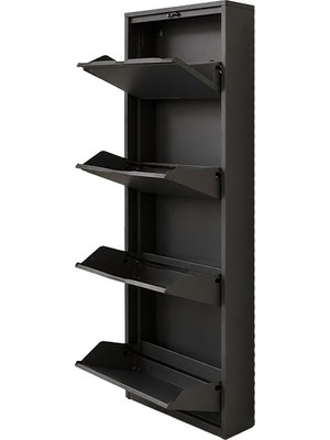 Kaser 9015 Antrasıt 4lu Kılıtlı Metal Ayakkabılık