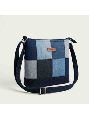 Mavicenza El Yapımı Denim Kot Çapraz Omuz Çantası Patchwork Tasarım