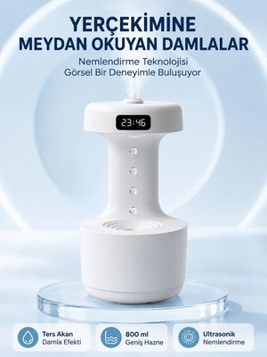 SS Home Concept Dekoratif Hava Nemlendirici 800 ml Sessiz Aroma Difüzör Anti Yerçekimi Su Efektli