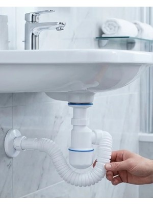SS Home Concept Lavabo Gider Borusu Esnek Hortumlu Sifon Seti Koku Önleyici Dayanıklı Tasarım
