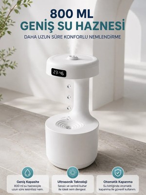 SS Home Concept Ters Akan Su Damlası Nemlendirici 800 ml Sessiz Ultrasonik Oda Nemlendirici