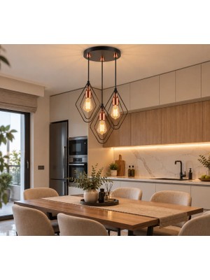 Lbx Lighting Box Yıldız Home Adel 3.lüsiyah-Bakır Avize