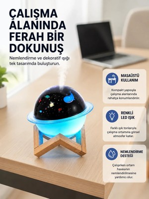SS Home Concept Gece Lambası Özellikli Taşınabilir Nemlendirici ve Aromaterapi Cihazı USB Girişli