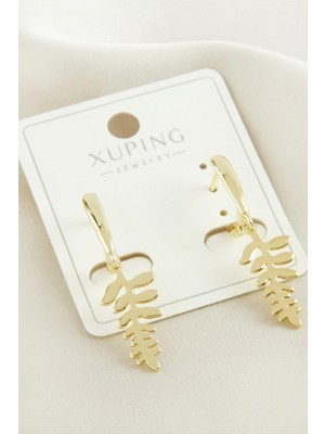 Pileli Store Xuping Yaprak Lüks Çelik Küpe