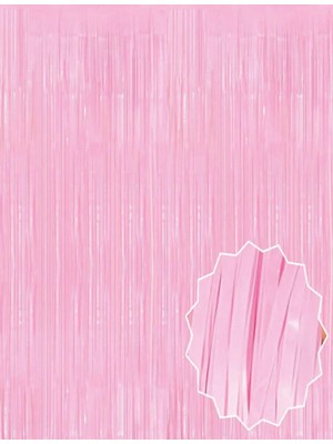 SS Home Concept Soft Pembe Püsküllü Kapı Perdesi - Parti, Baby Shower, Cinsiyet Partisi 1x2 M